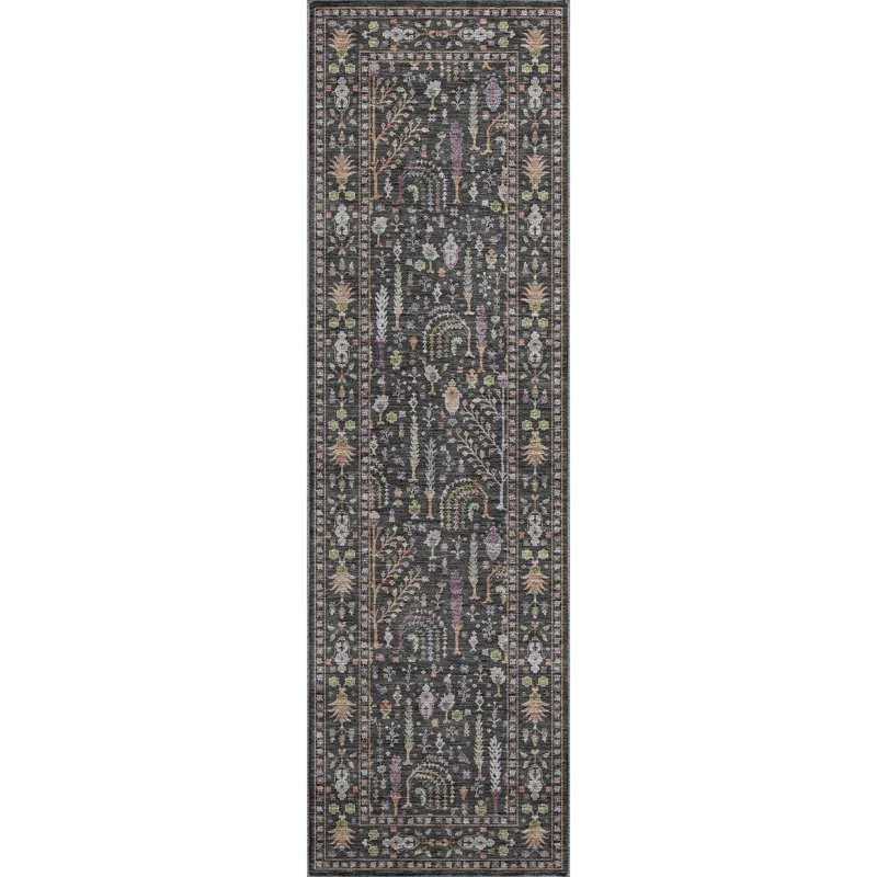Luxury Washable Hatay Black 2\'3\" x 7\'6\" Runner Rug