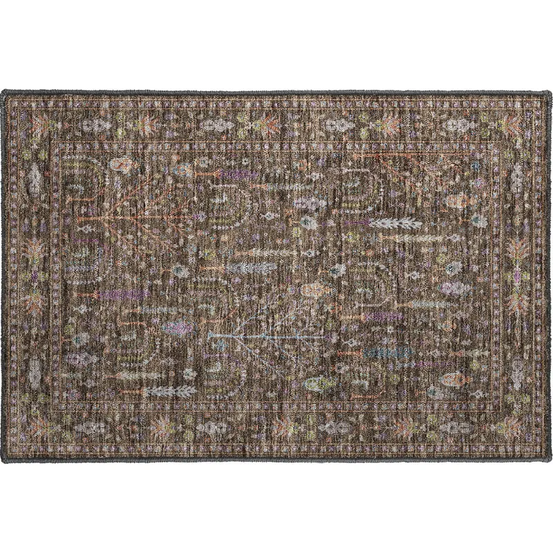 Luxury Washable Hatay Brown 1\'8\" x 2\'6\" Rug
