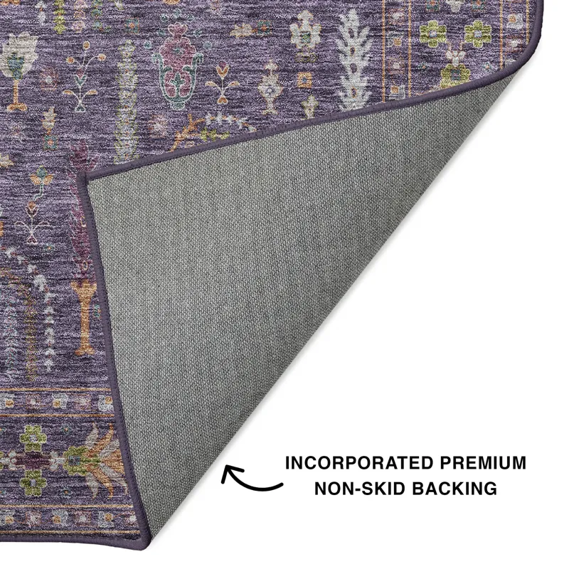 Luxury Washable Hatay Eggplant 2\'3\" x 7\'6\" Runner Rug