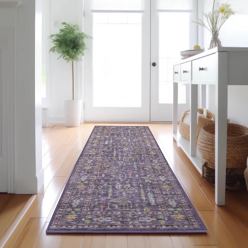 Luxury Washable Hatay Eggplant 2\'3\" x 7\'6\" Runner Rug