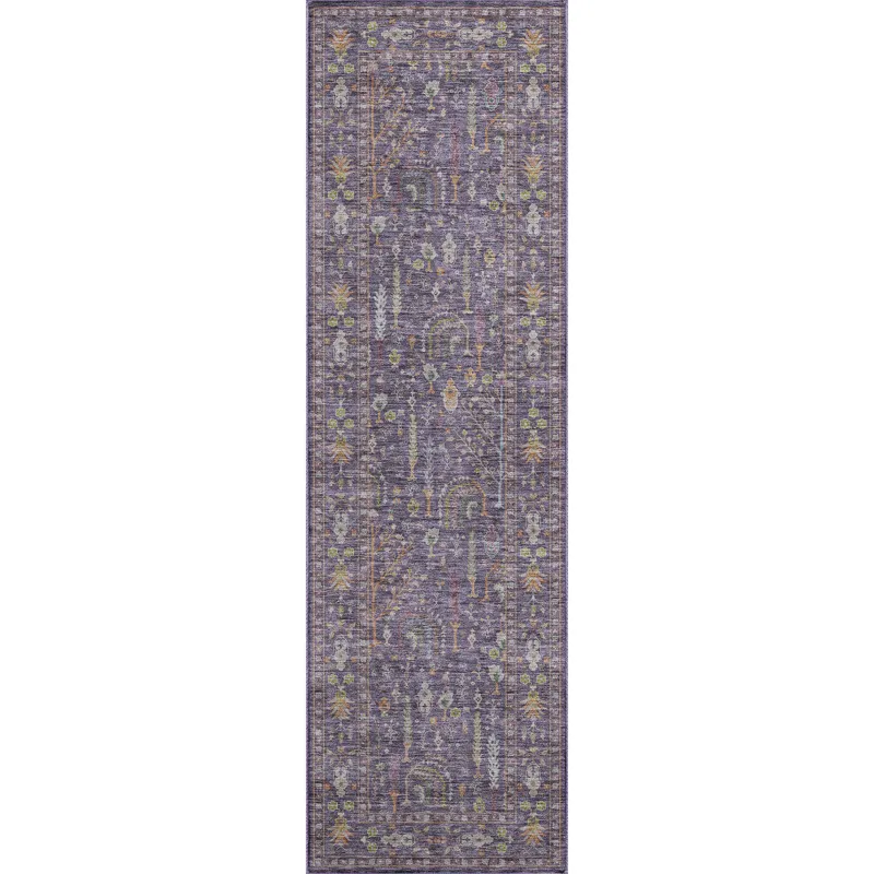 Luxury Washable Hatay Eggplant 2\'3\" x 7\'6\" Runner Rug