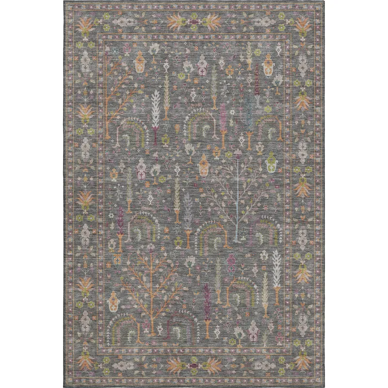 Luxury Washable Hatay Gray 2\'6\" x 3\'10\" Rug