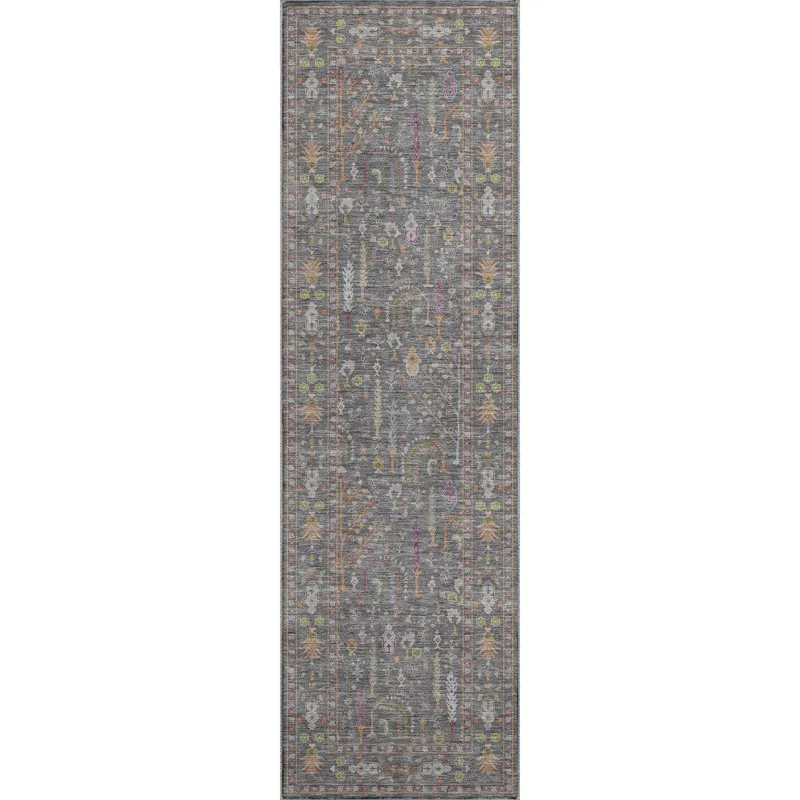 Luxury Washable Hatay Gray 2\'3\" x 7\'6\" Runner Rug