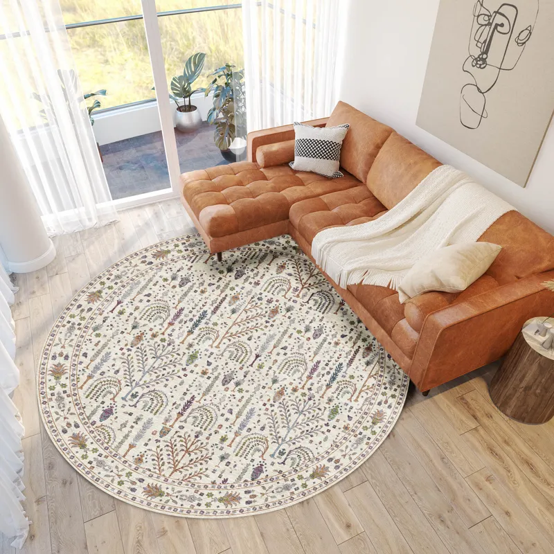 Luxury Washable Hatay Ivory 8\' x 8\' Round Rug