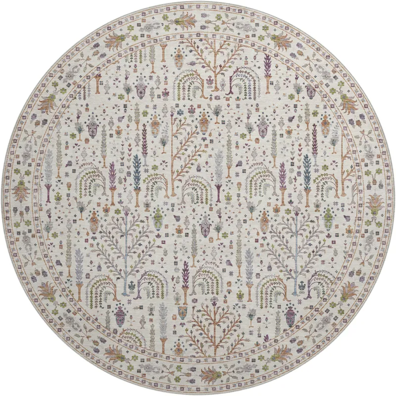 Luxury Washable Hatay Ivory 8\' x 8\' Round Rug
