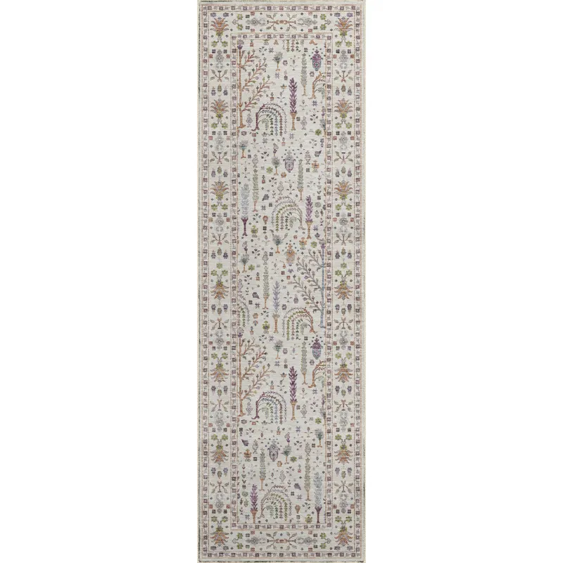 Luxury Washable Hatay Ivory 2\'3\" x 7\'6\" Runner Rug