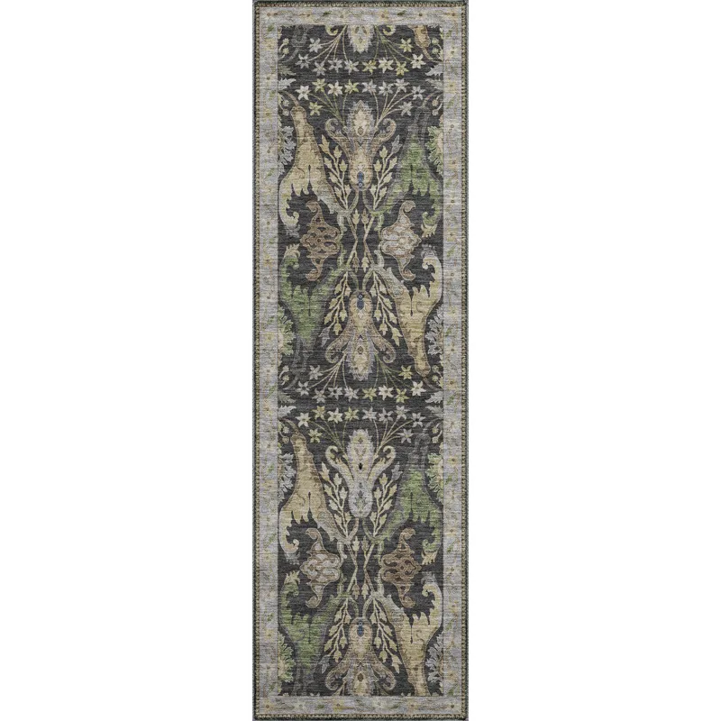 Luxury Washable Hatay Black 2\'3\" x 7\'6\" Runner Rug