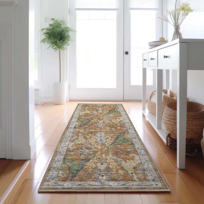 Luxury Washable Hatay Copper 2\'3\" x 7\'6\" Runner Rug