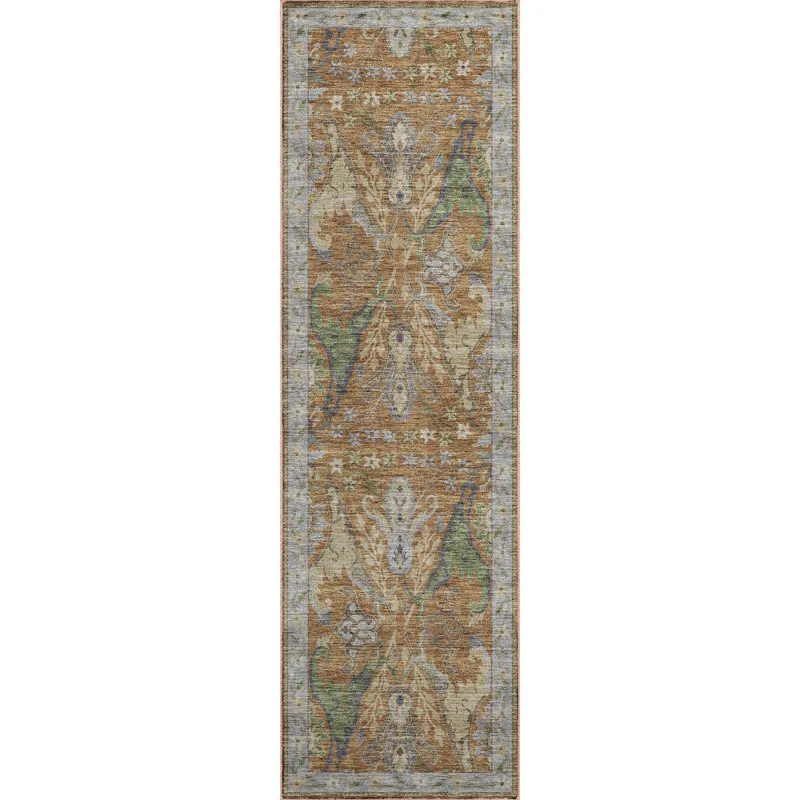 Luxury Washable Hatay Copper 2\'3\" x 7\'6\" Runner Rug