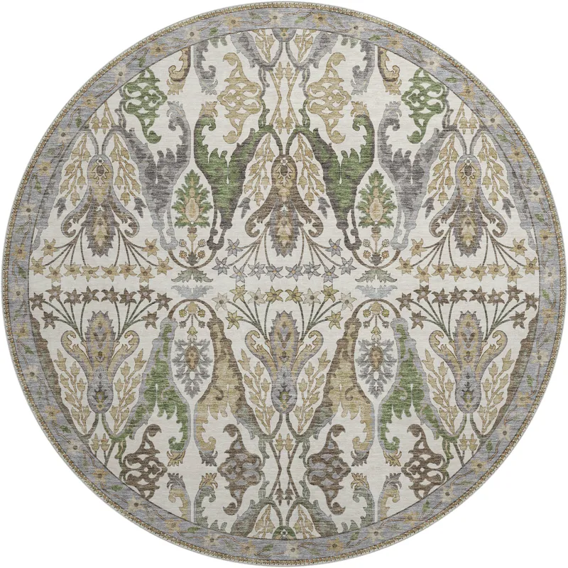 Luxury Washable Hatay Ivory 8\' x 8\' Round Rug