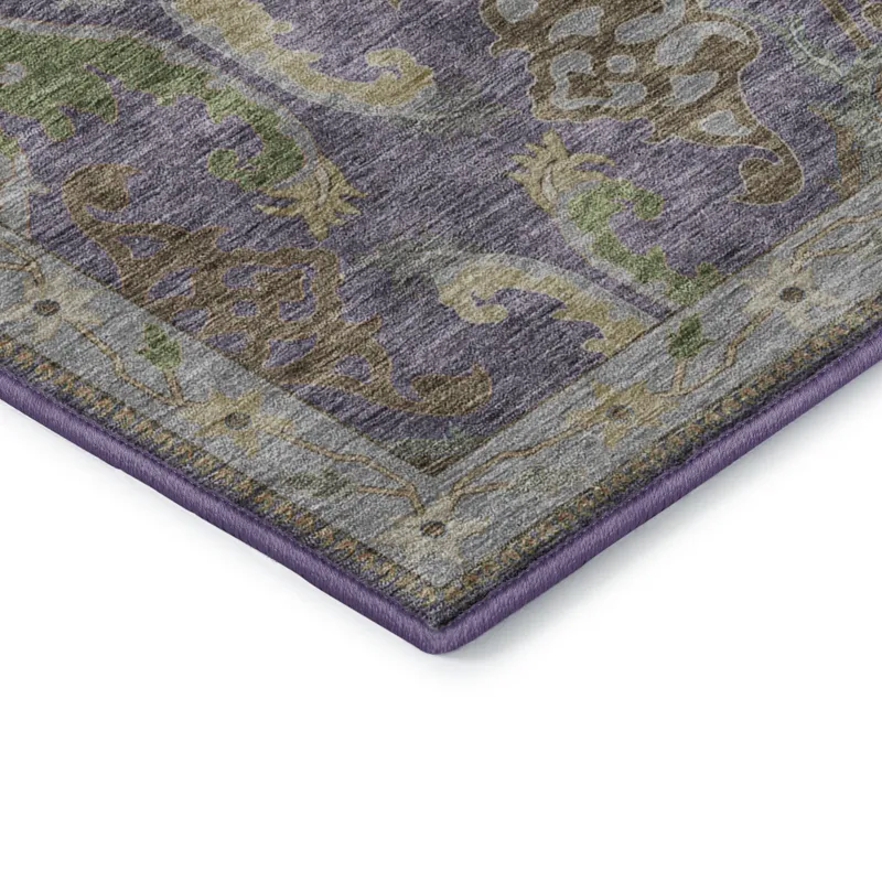 Luxury Washable Hatay Purple 8\' x 8\' Round Rug