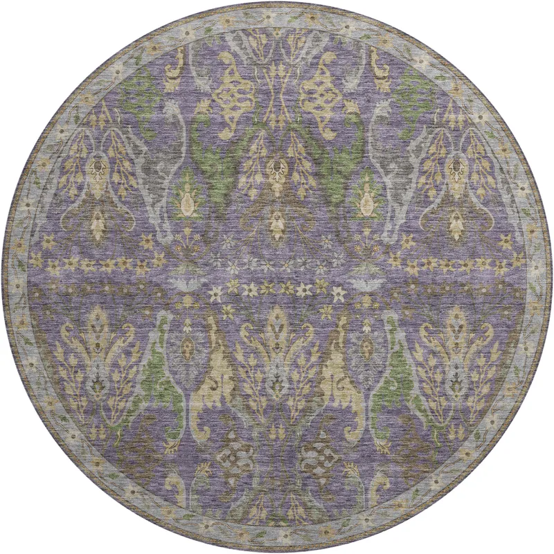 Luxury Washable Hatay Purple 8\' x 8\' Round Rug
