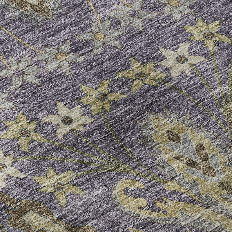 Luxury Washable Hatay Purple 8\' x 8\' Round Rug
