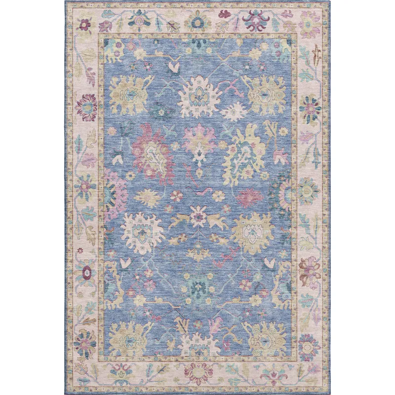Luxury Washable Hatay Blue 3\' x 5\' Rug