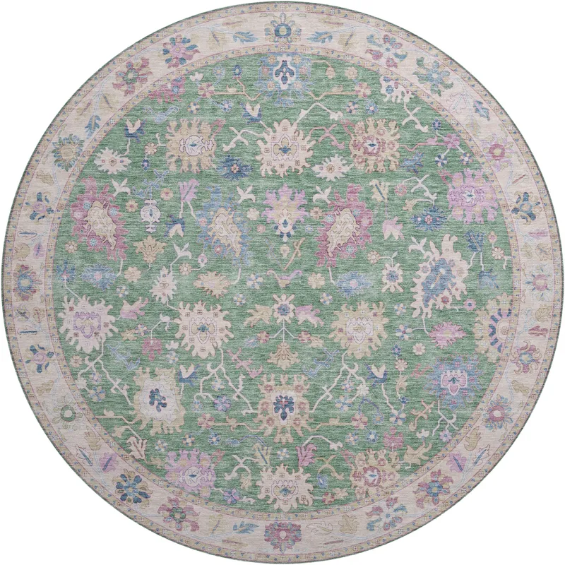 Luxury Washable Hatay Lime 8\' x 8\' Round Rug