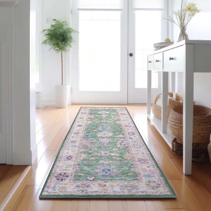 Luxury Washable Hatay Lime 2\'3\" x 7\'6\" Runner Rug