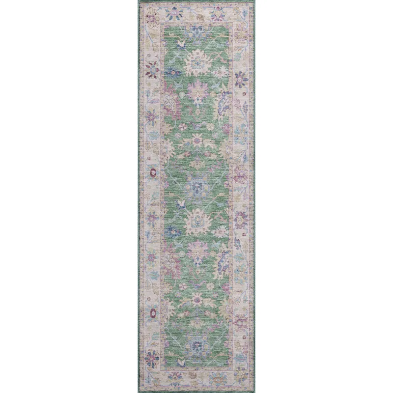 Luxury Washable Hatay Lime 2\'3\" x 7\'6\" Runner Rug