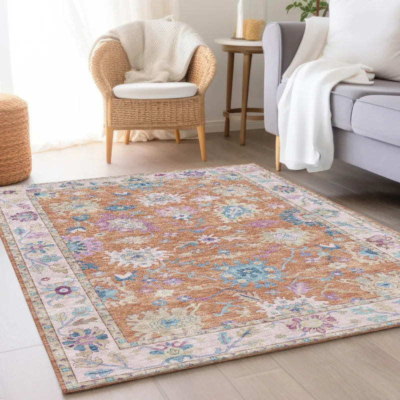 Luxury Washable Hatay Orange 2\'6\" x 3\'10\" Rug