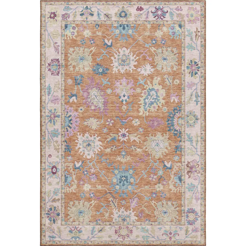 Luxury Washable Hatay Orange 2\'6\" x 3\'10\" Rug