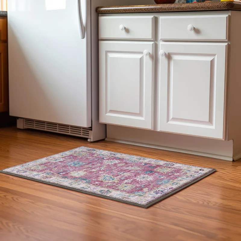 Luxury Washable Hatay Pink 1\'8\" x 2\'6\" Rug