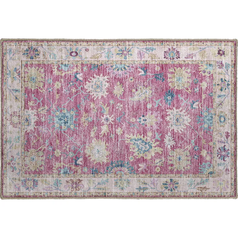 Luxury Washable Hatay Pink 1\'8\" x 2\'6\" Rug