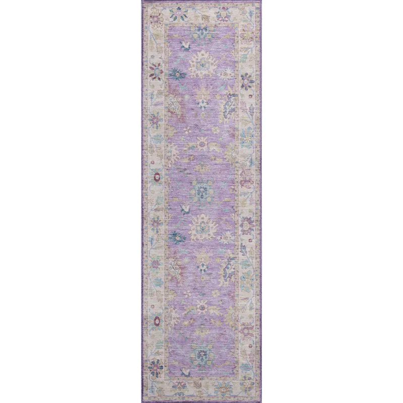 Luxury Washable Hatay Purple 2\'3\" x 7\'6\" Runner Rug