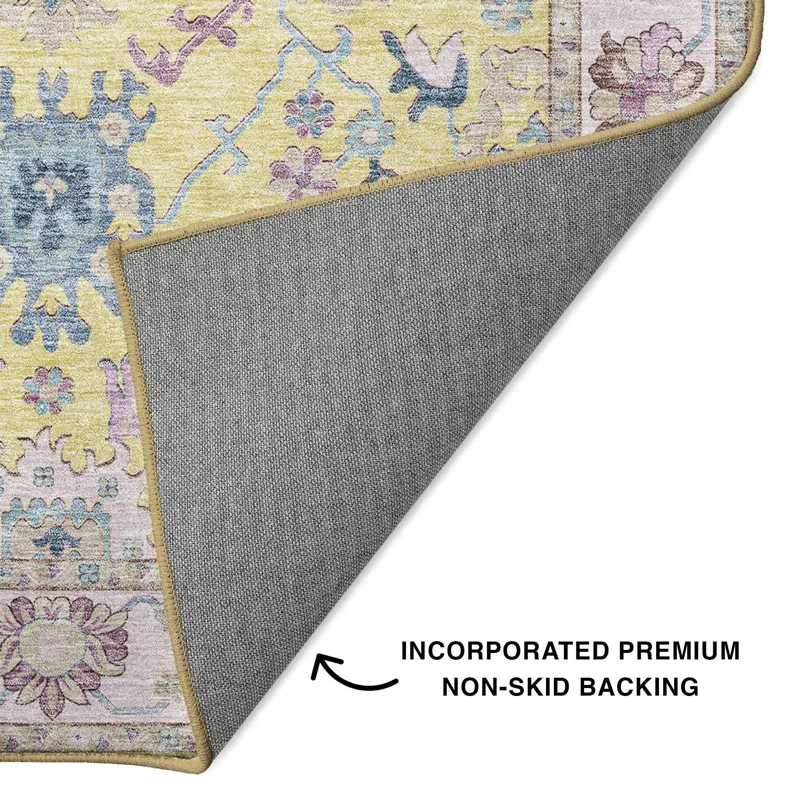 Luxury Washable Hatay Yellow 9\' x 12\' Rug
