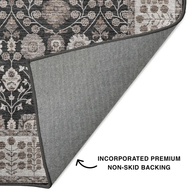 Luxury Washable Hatay Black 9\' x 12\' Rug