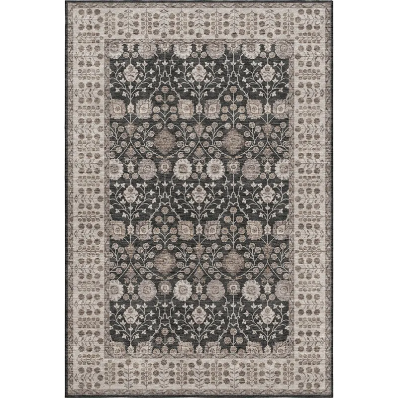 Luxury Washable Hatay Black 9\' x 12\' Rug