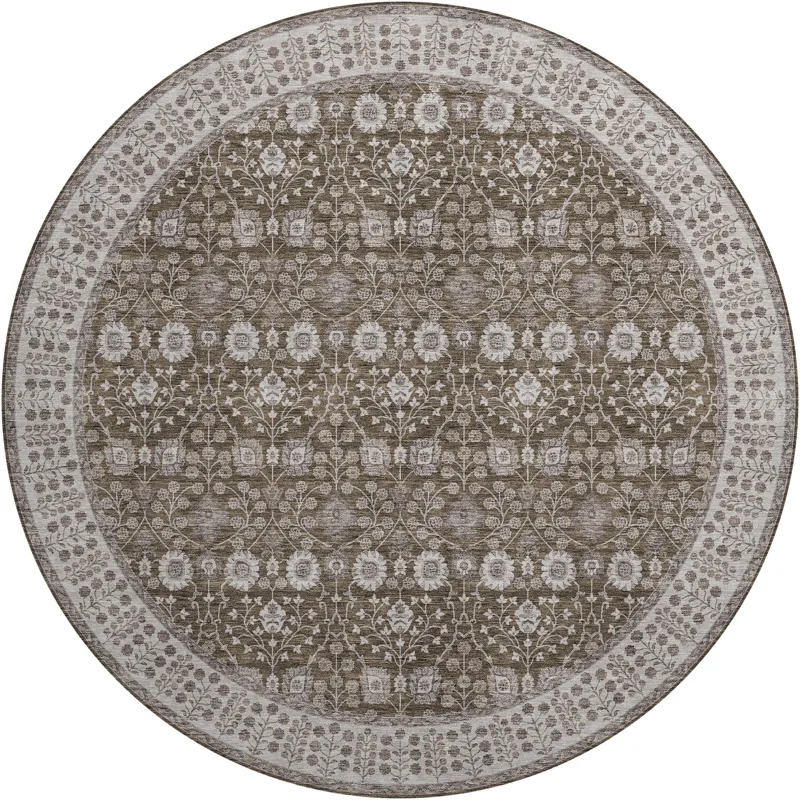 Luxury Washable Hatay Chocolate 8\' x 8\' Round Rug