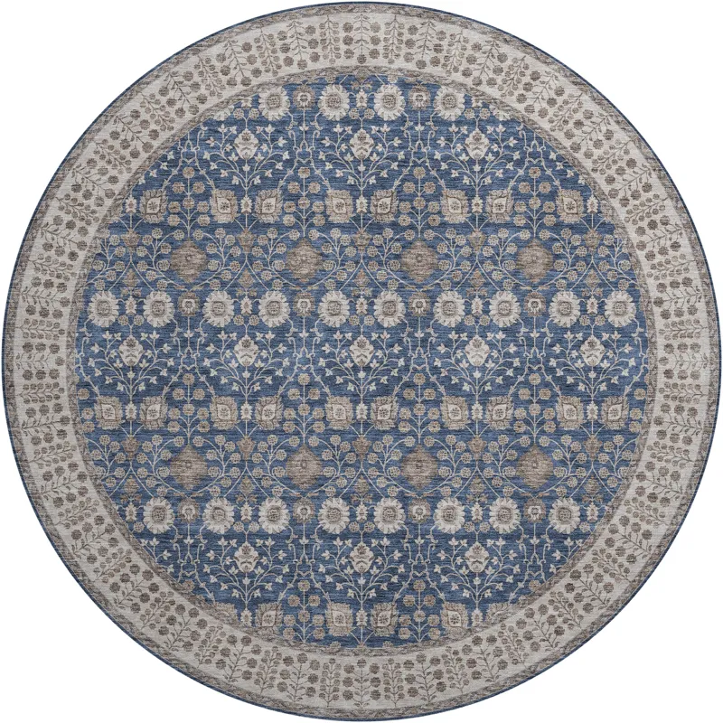 Luxury Washable Hatay Navy 8\' x 8\' Round Rug