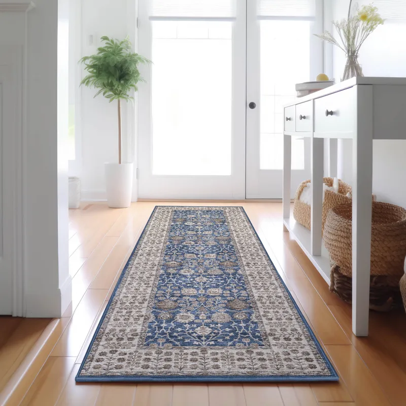 Luxury Washable Hatay Navy 2\'3\" x 7\'6\" Runner Rug