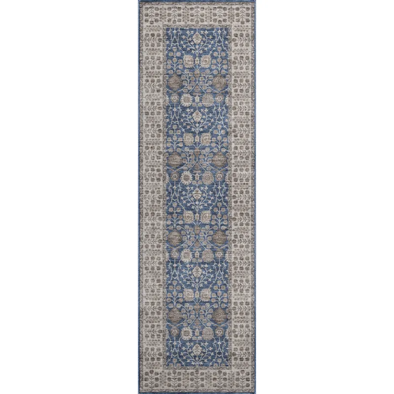 Luxury Washable Hatay Navy 2\'3\" x 7\'6\" Runner Rug