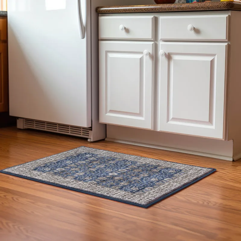 Luxury Washable Hatay Navy 1\'8\" x 2\'6\" Rug