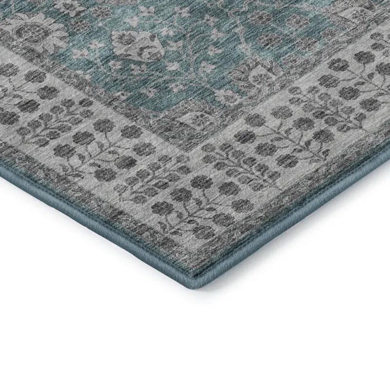 Luxury Washable Hatay Teal 2\'6\" x 3\'10\" Rug