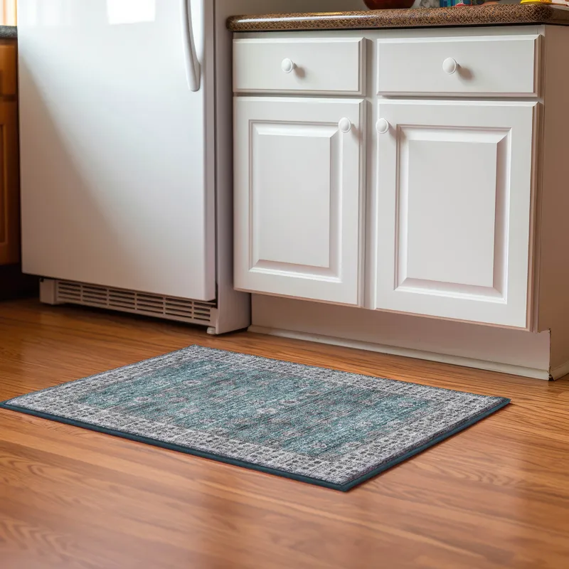 Luxury Washable Hatay Teal 1\'8\" x 2\'6\" Rug