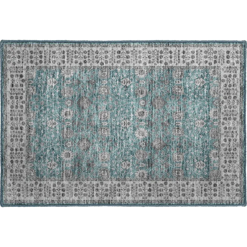 Luxury Washable Hatay Teal 1\'8\" x 2\'6\" Rug