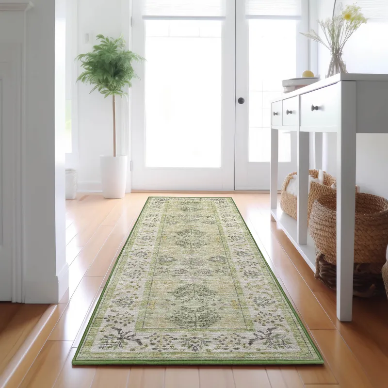 Luxury Washable Hatay Aloe 2\'3\" x 7\'6\" Runner Rug
