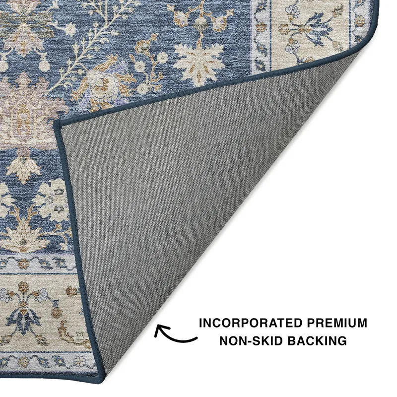 Luxury Washable Hatay Blue 1\'8\" x 2\'6\" Rug