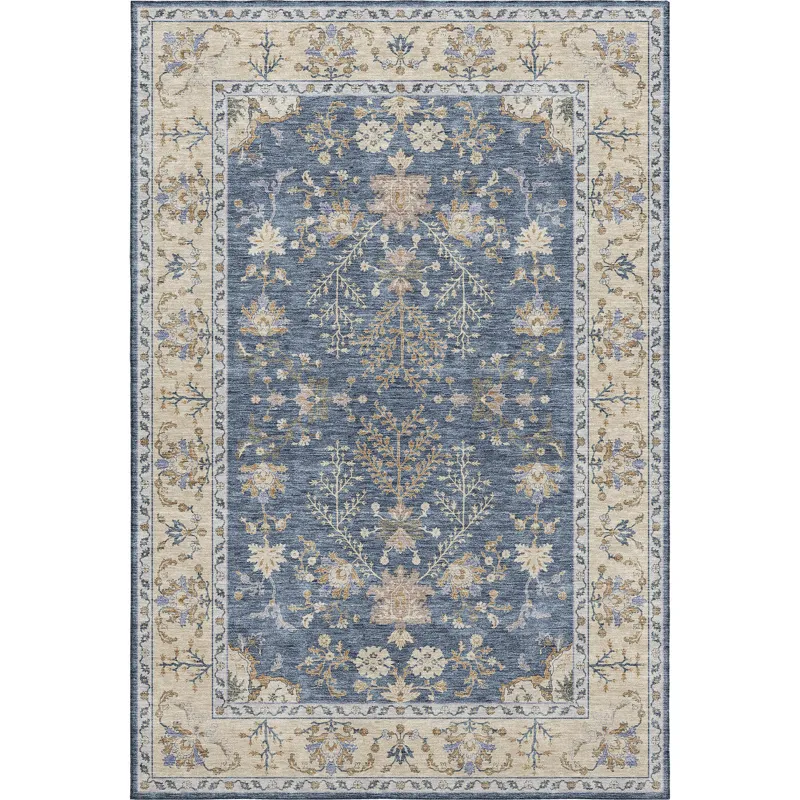 Luxury Washable Hatay Blue 2\'6\" x 3\'10\" Rug