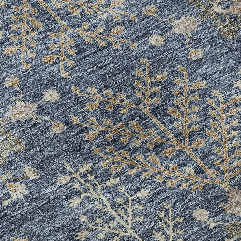 Luxury Washable Hatay Blue 1\'8\" x 2\'6\" Rug