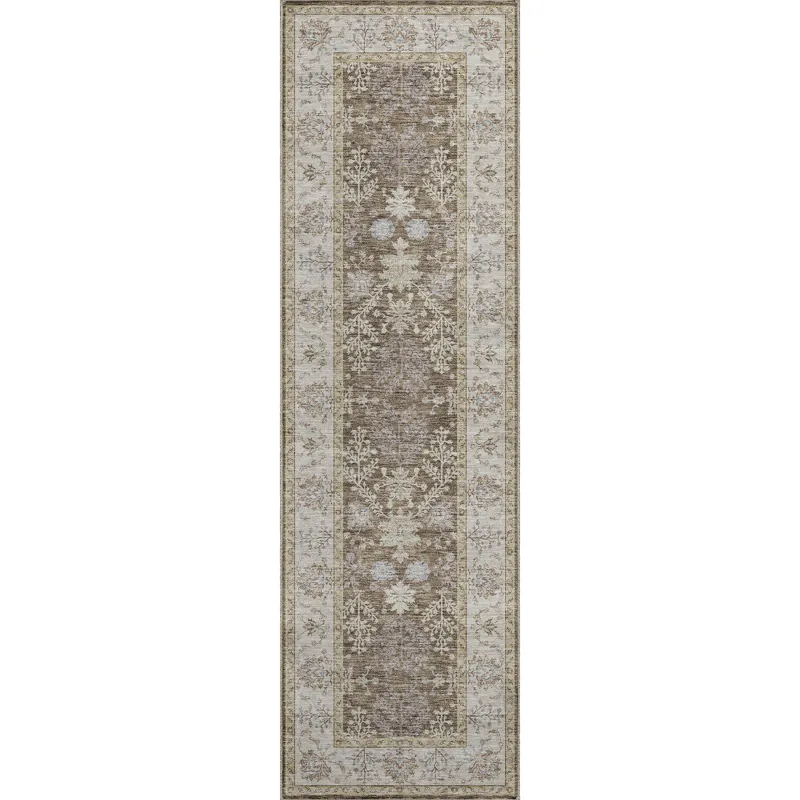 Luxury Washable Hatay Brown 2\'3\" x 7\'6\" Runner Rug