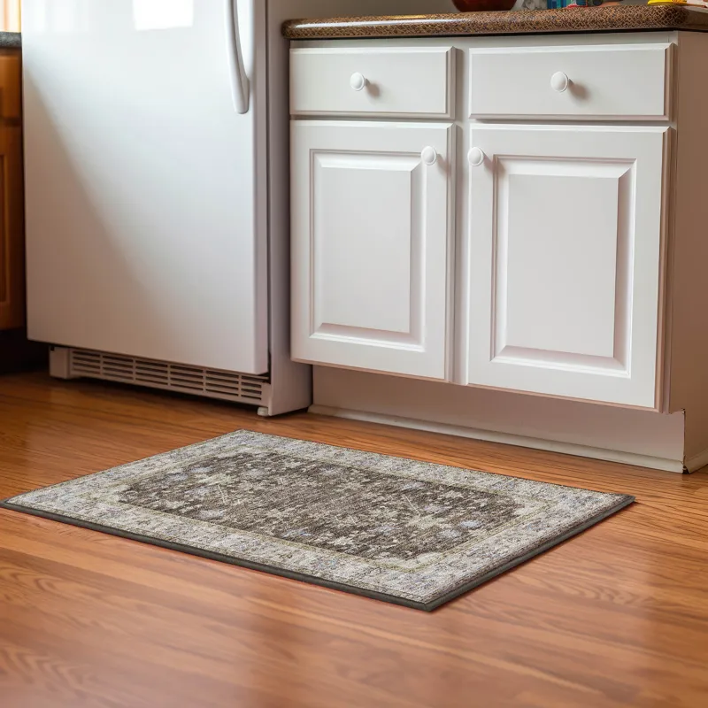 Luxury Washable Hatay Brown 1\'8\" x 2\'6\" Rug
