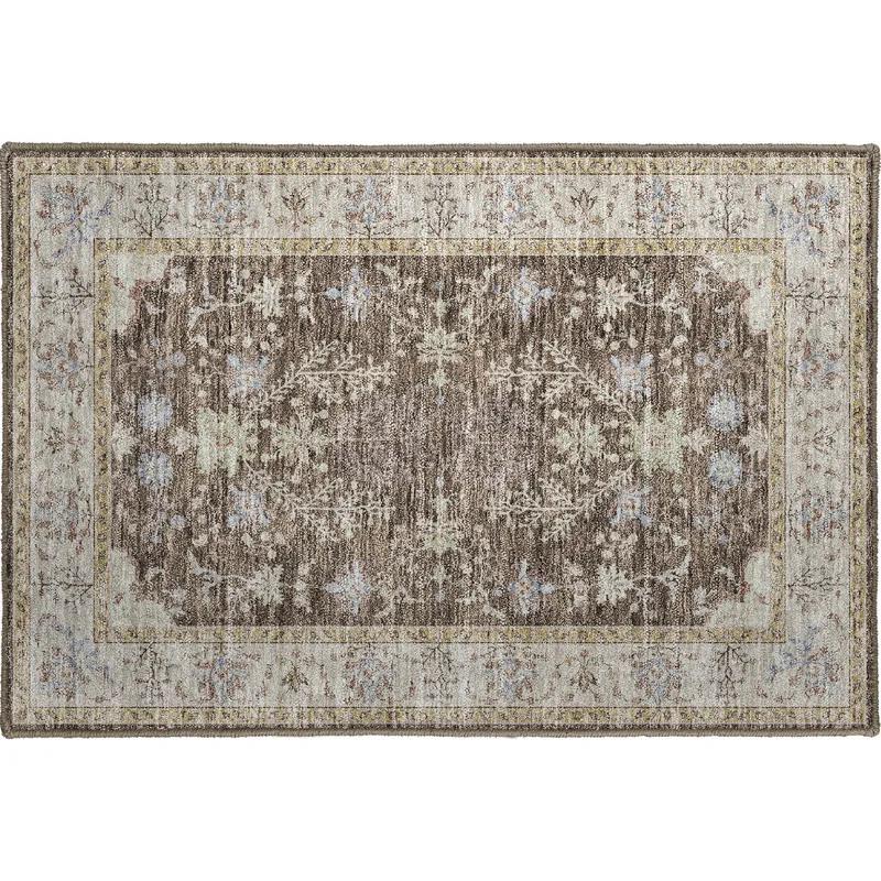 Luxury Washable Hatay Brown 1\'8\" x 2\'6\" Rug