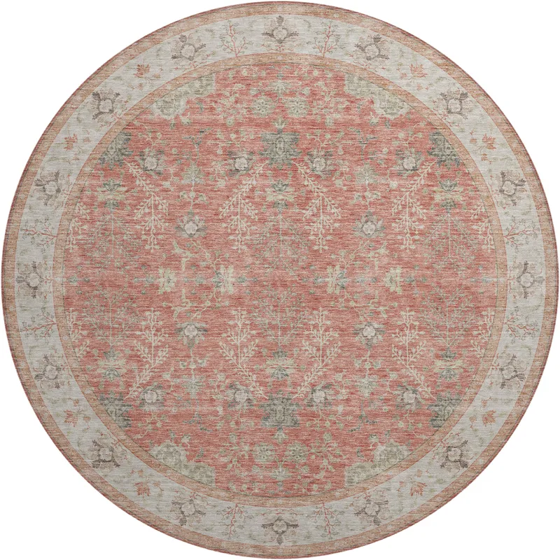 Luxury Washable Hatay Coral 8\' x 8\' Round Rug