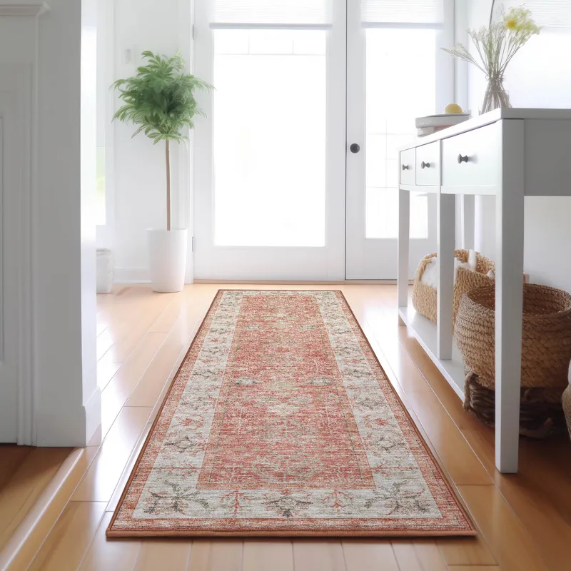 Luxury Washable Hatay Coral 2\'3\" x 7\'6\" Runner Rug