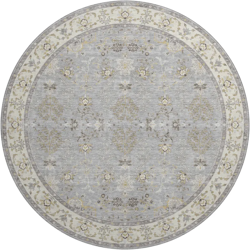 Luxury Washable Hatay Gray 8\' x 8\' Round Rug