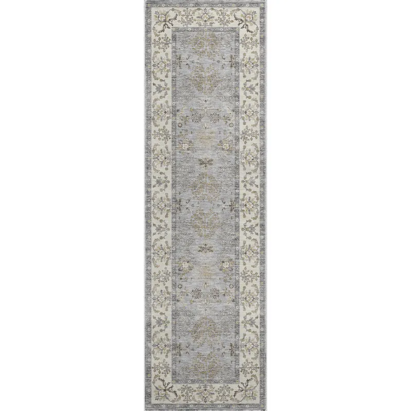 Luxury Washable Hatay Gray 2\'3\" x 7\'6\" Runner Rug