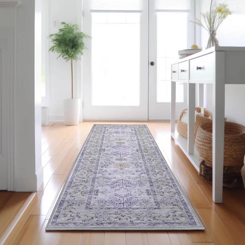 Luxury Washable Hatay Lavender 2\'3\" x 7\'6\" Runner Rug