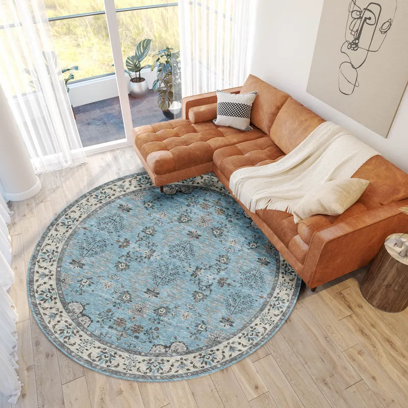 Luxury Washable Hatay Sky 8\' x 8\' Round Rug